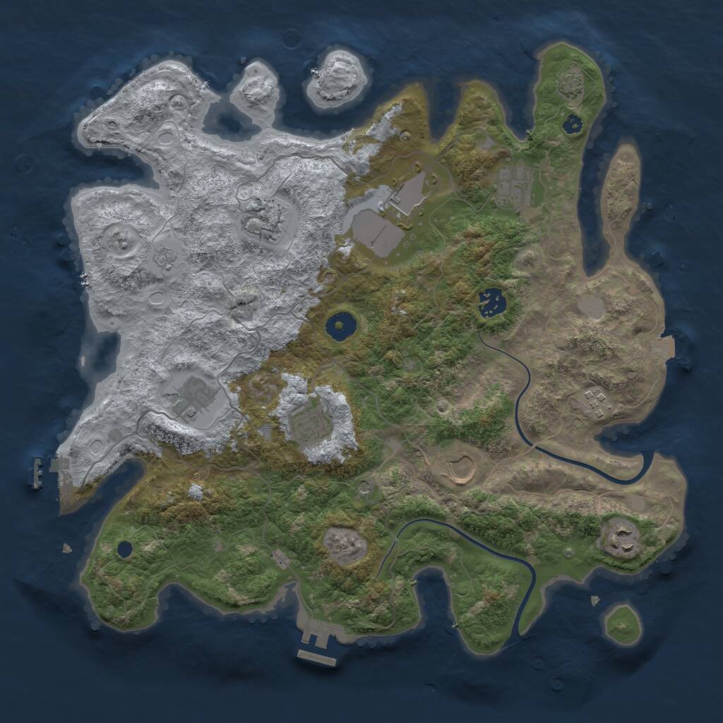 Rust Map: Procedural Map, Size: 3750, Seed: 748593257, 15 Monuments