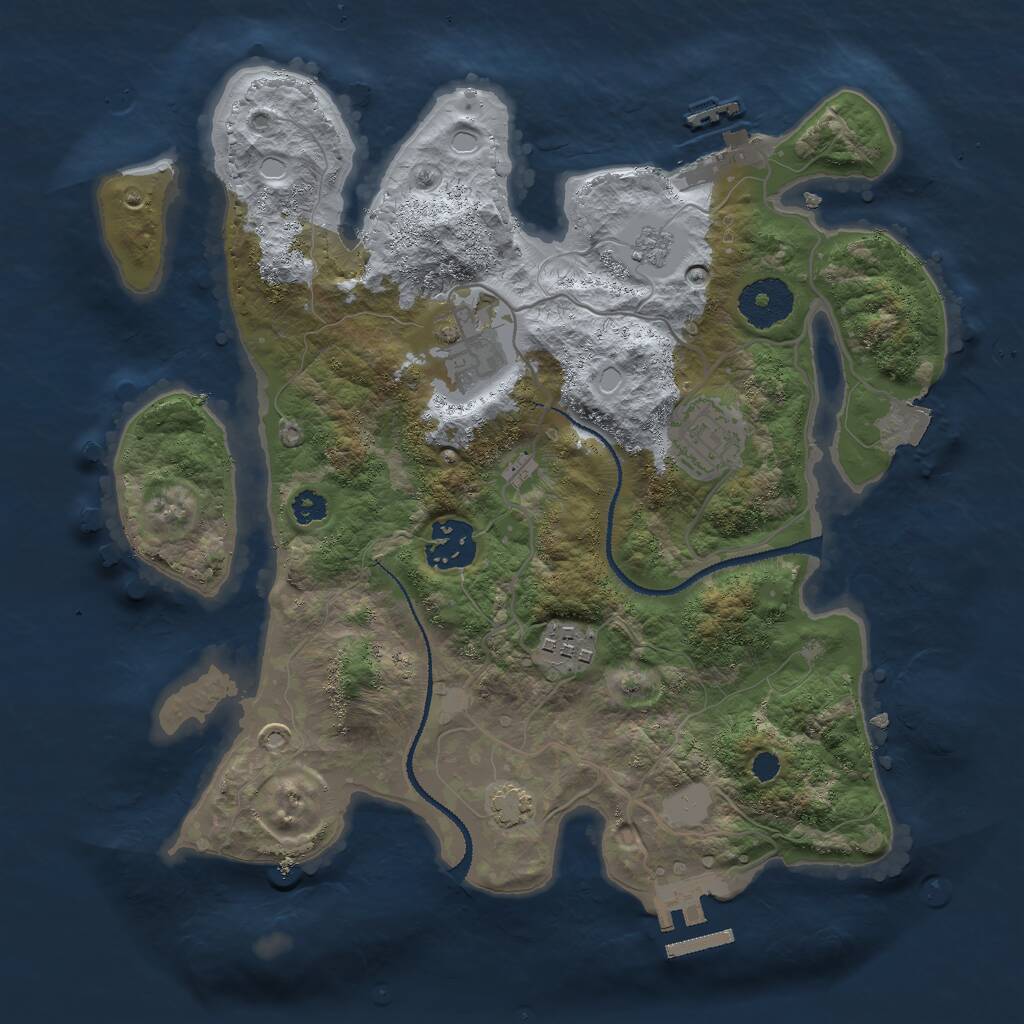 Rust Map: Procedural Map, Size: 3000, Seed: 1296041039, 9 Monuments
