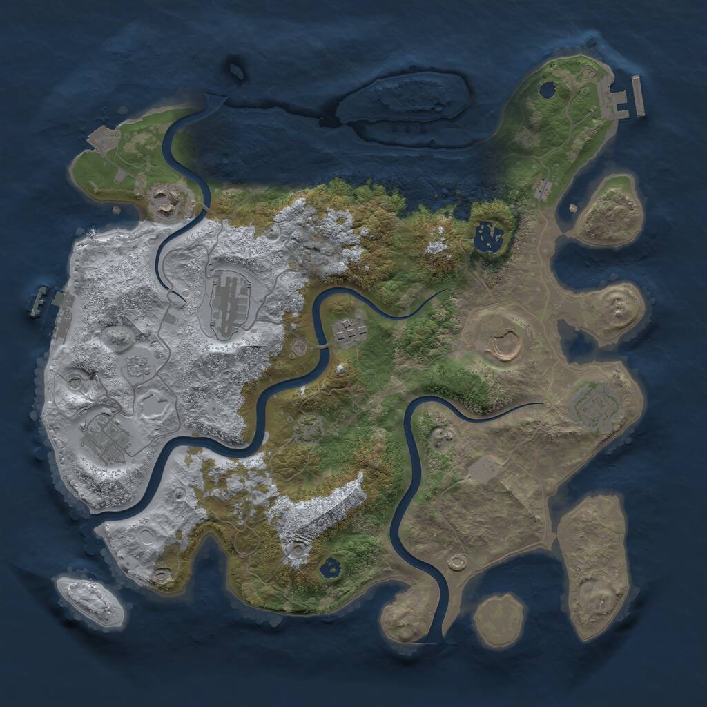 Rust Map: Procedural Map, Size: 3500, Seed: 388792529, 13 Monuments