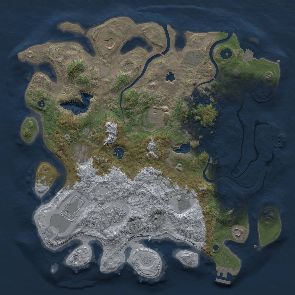 Rust Map: Procedural Map, Size: 4000, Seed: 1383429946, 16 Monuments
