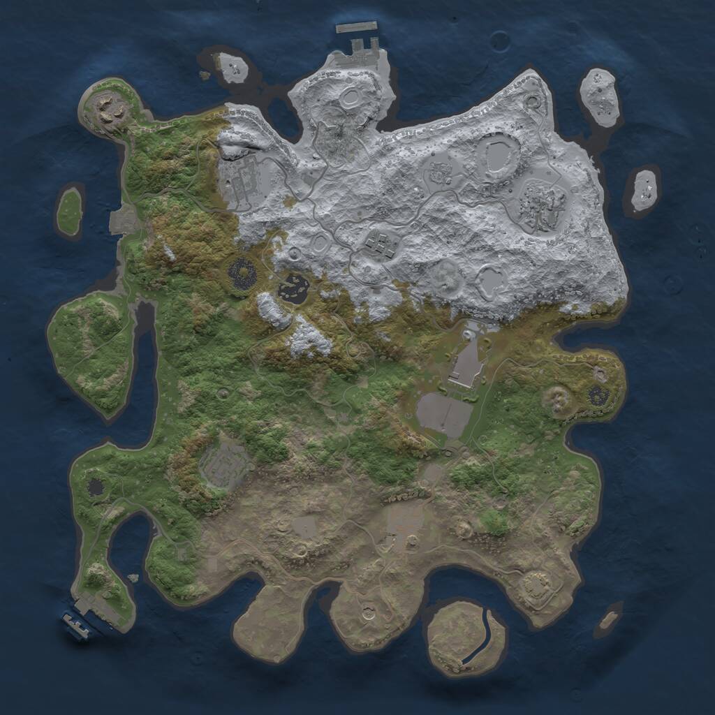 Rust Map: Procedural Map, Size: 3500, Seed: 351595440, 14 Monuments