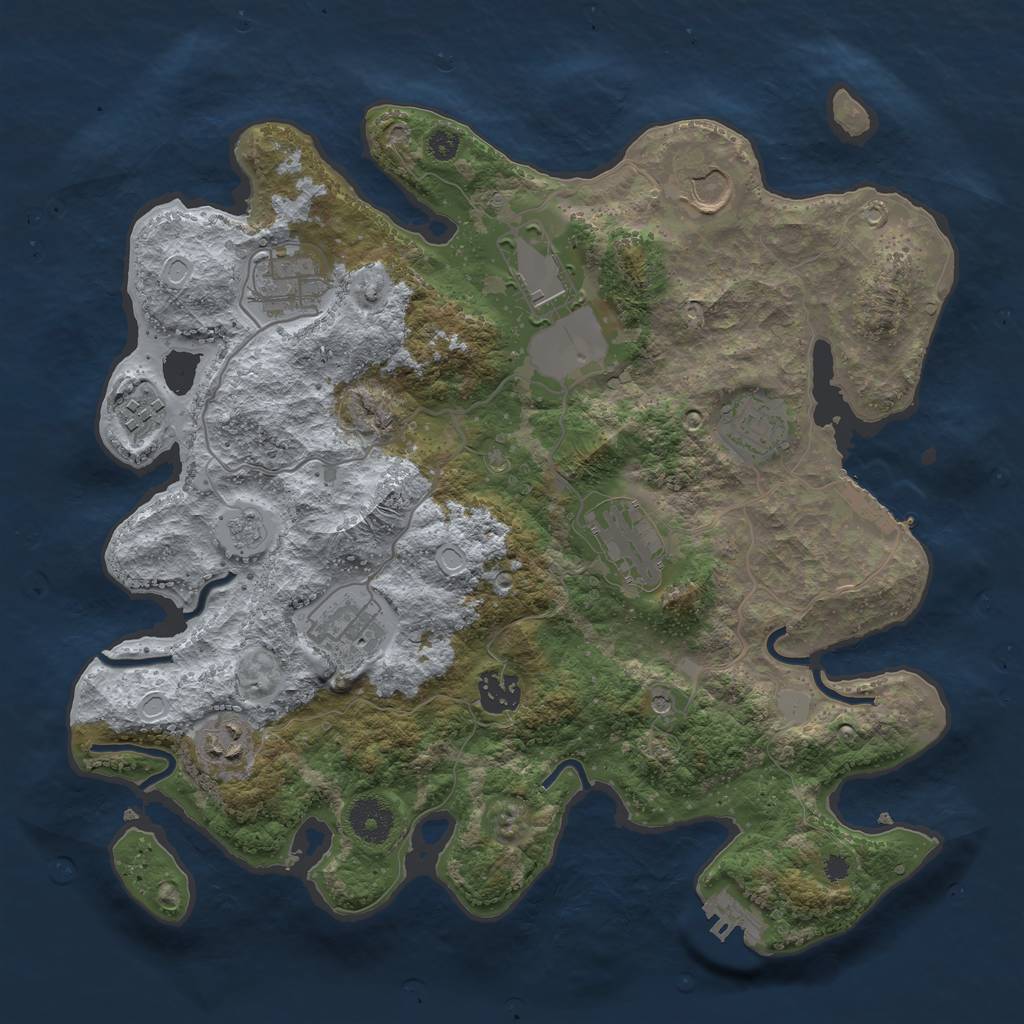 Rust Map: Procedural Map, Size: 3500, Seed: 2145131295, 18 Monuments