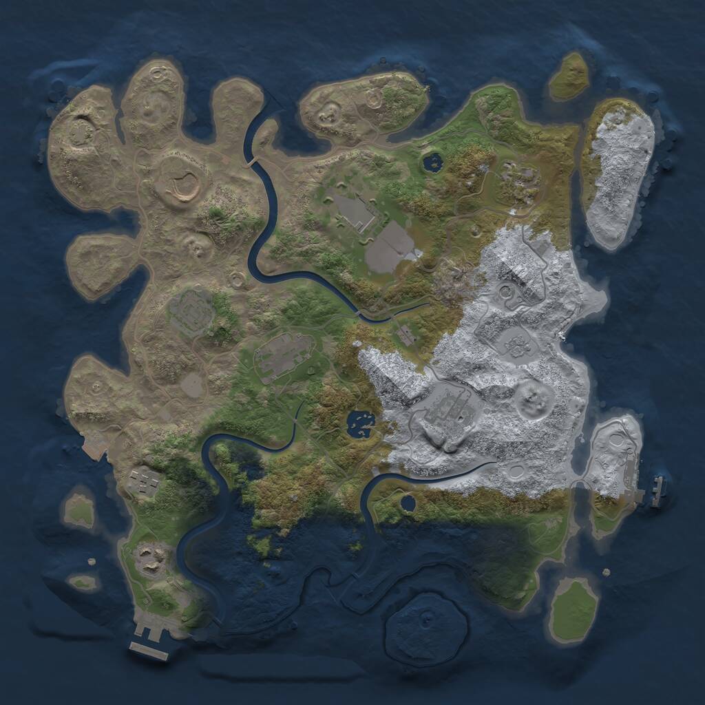 Rust Map: Procedural Map, Size: 3650, Seed: 186292421, 15 Monuments