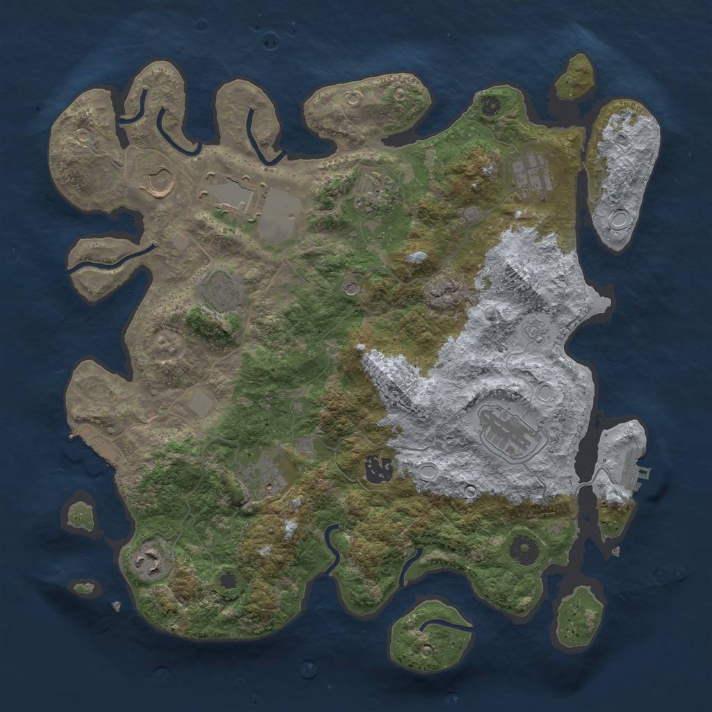 Rust Map: Procedural Map, Size: 3650, Seed: 186292421, 18 Monuments