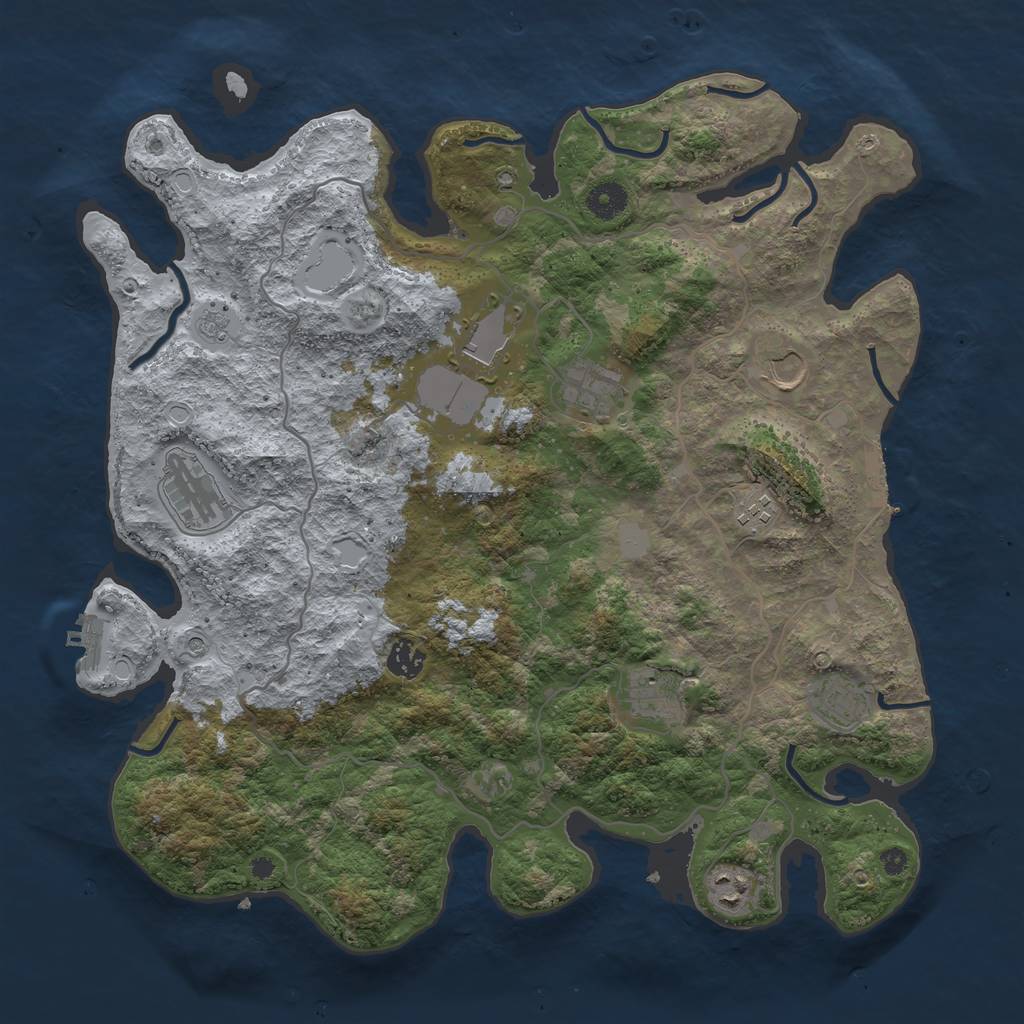 Rust Map: Procedural Map, Size: 4000, Seed: 4300, 18 Monuments