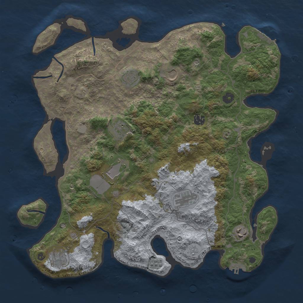 Rust Map: Procedural Map, Size: 4000, Seed: 16907120, 18 Monuments
