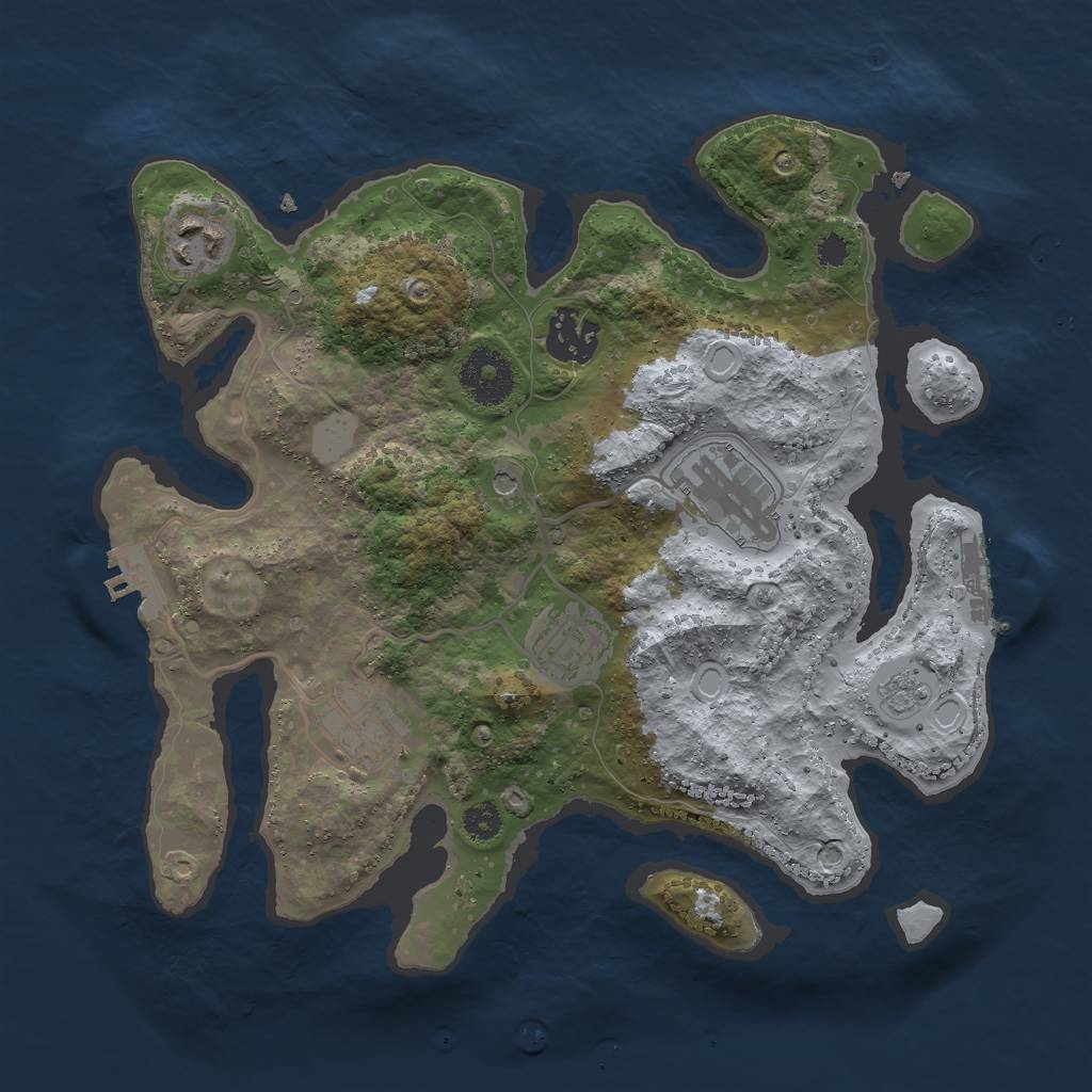 Rust Map: Procedural Map, Size: 3000, Seed: 55379, 14 Monuments
