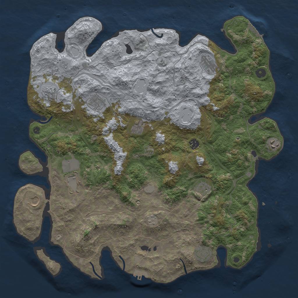 Rust Map: Procedural Map, Size: 4500, Seed: 424726836, 20 Monuments