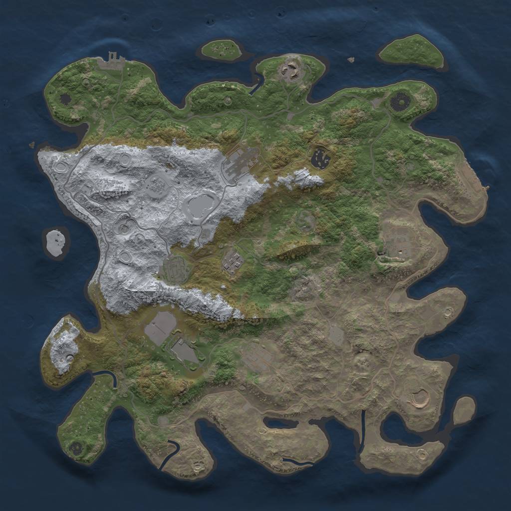 Rust Map: Procedural Map, Size: 4000, Seed: 411698187, 18 Monuments