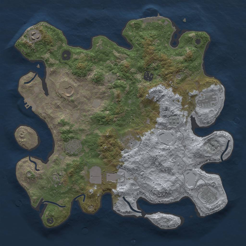 Rust Map: Procedural Map, Size: 3700, Seed: 69420, 19 Monuments