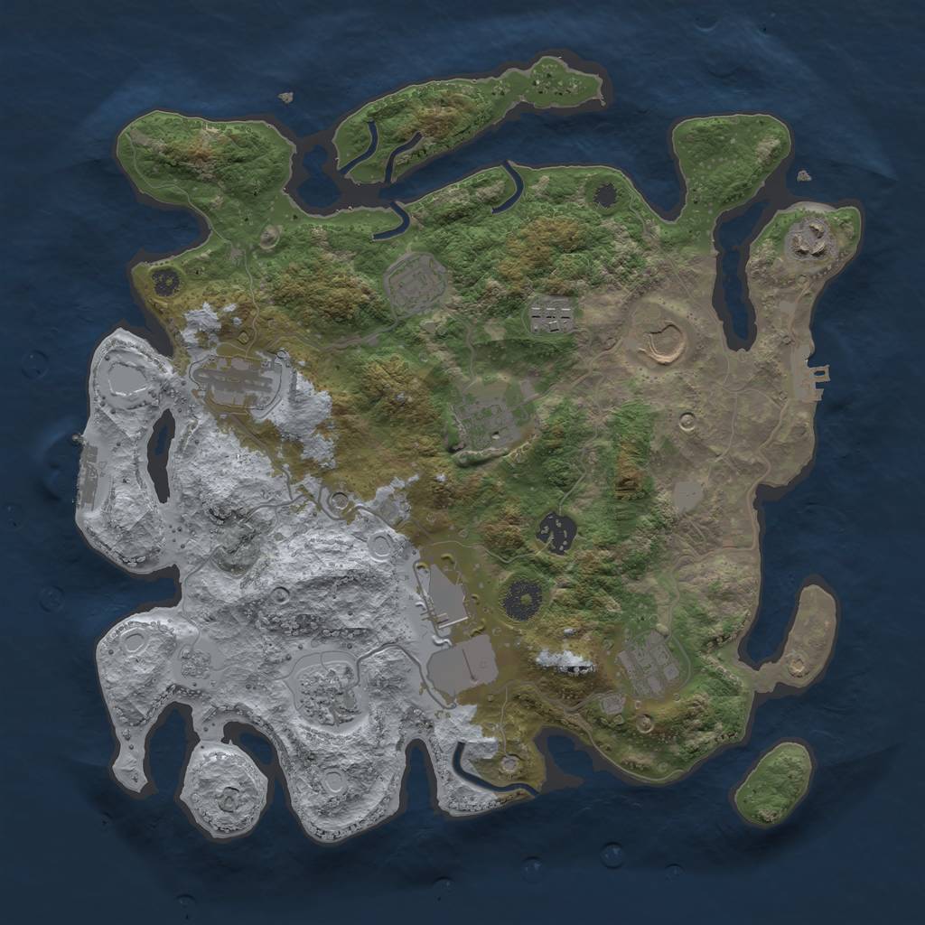 Rust Map: Procedural Map, Size: 3500, Seed: 1127168879, 19 Monuments