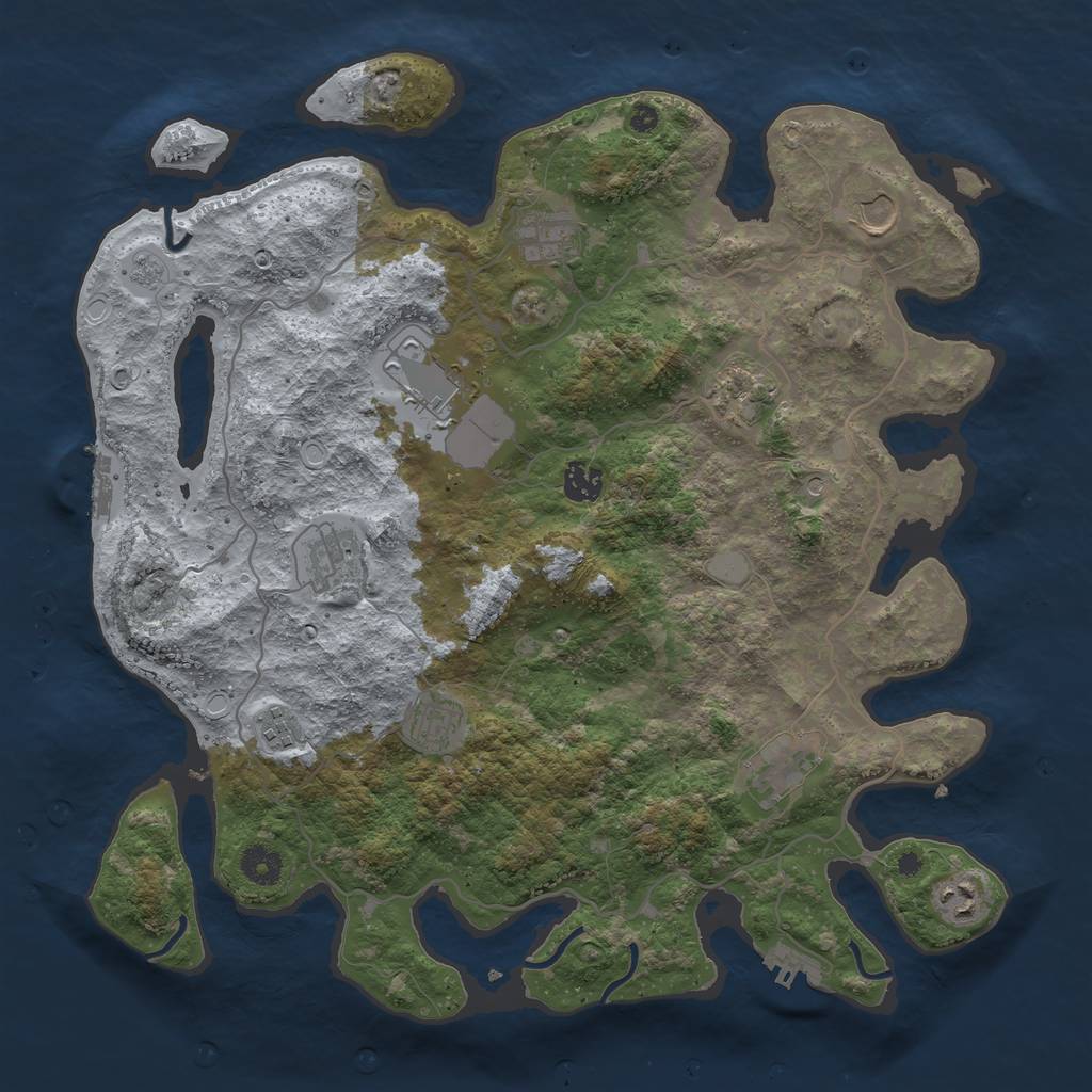 Rust Map: Procedural Map, Size: 4000, Seed: 84194579, 19 Monuments