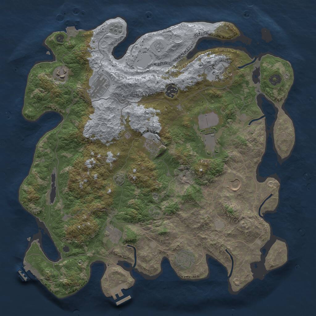 Rust Map: Procedural Map, Size: 4000, Seed: 228829, 16 Monuments