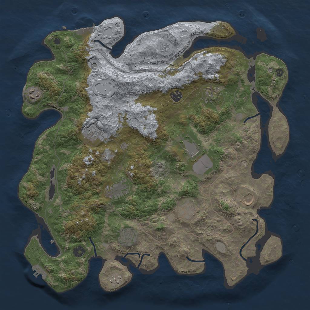 Rust Map: Procedural Map, Size: 4000, Seed: 228829, 19 Monuments