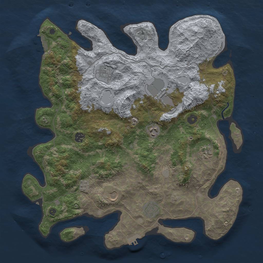 Rust Map: Procedural Map, Size: 4000, Seed: 1048233083, 17 Monuments