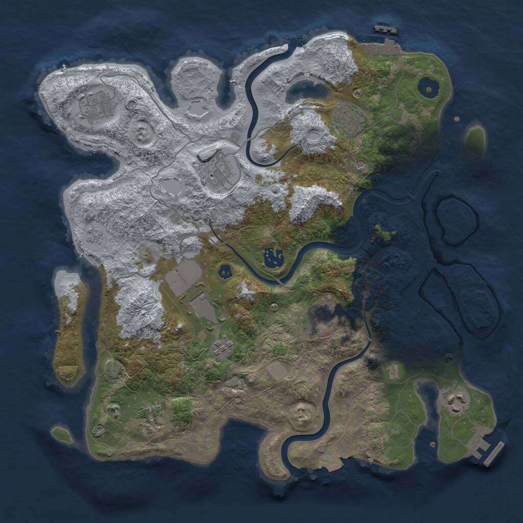 Rust Map: Procedural Map, Size: 3700, Seed: 16367375, 15 Monuments