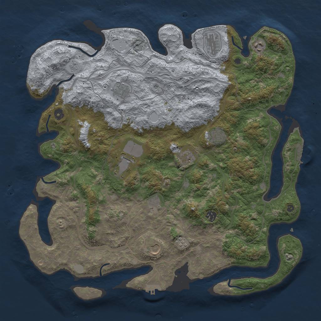 Rust Map: Procedural Map, Size: 4500, Seed: 3923987, 19 Monuments