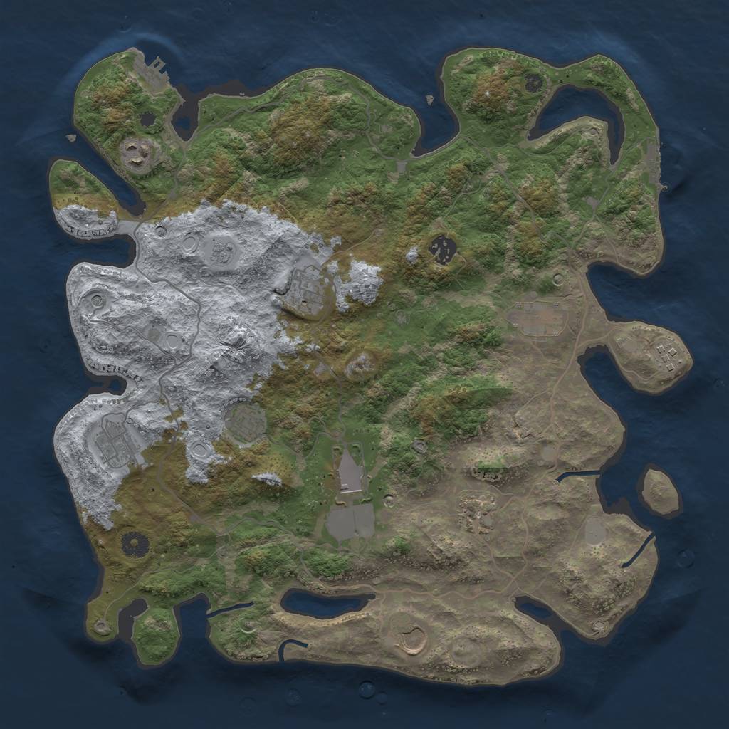 Rust Map: Procedural Map, Size: 4000, Seed: 2129998442, 19 Monuments
