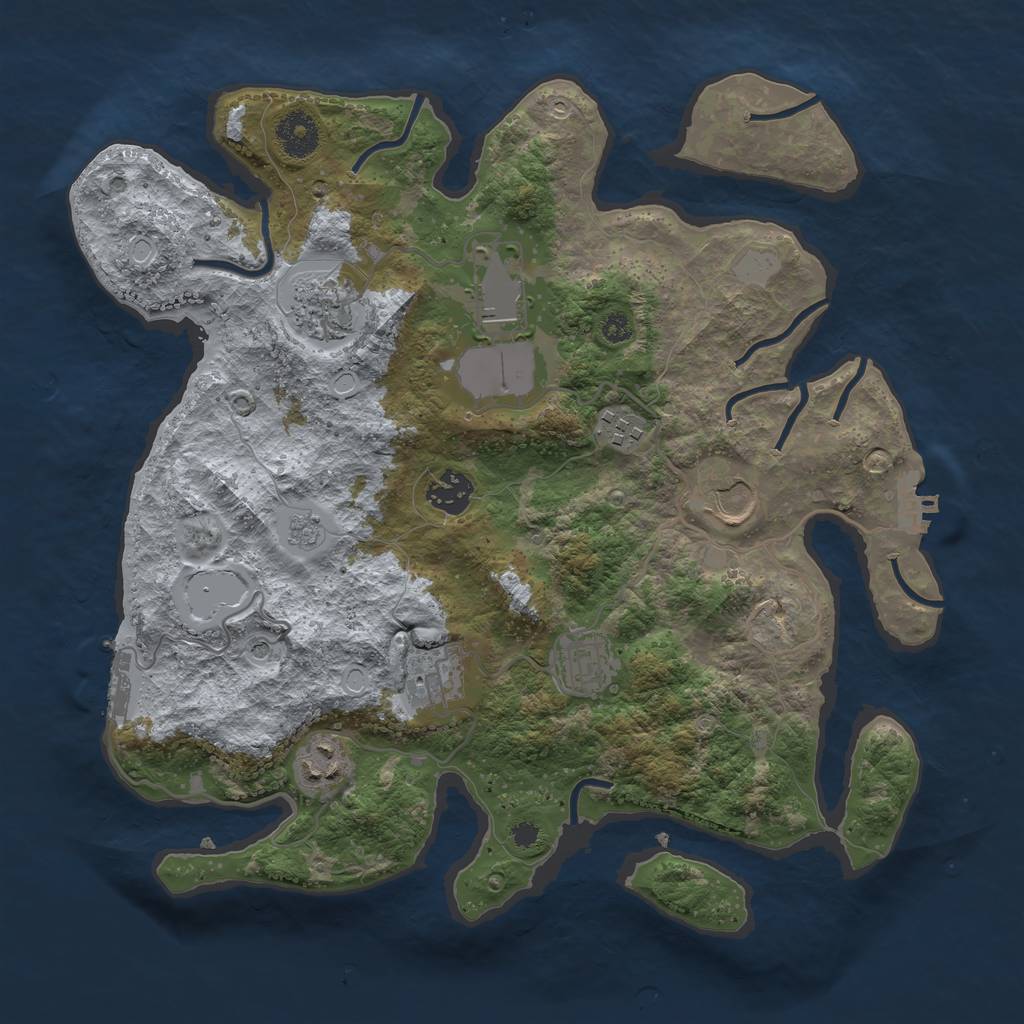 Rust Map: Procedural Map, Size: 3500, Seed: 49494838, 17 Monuments