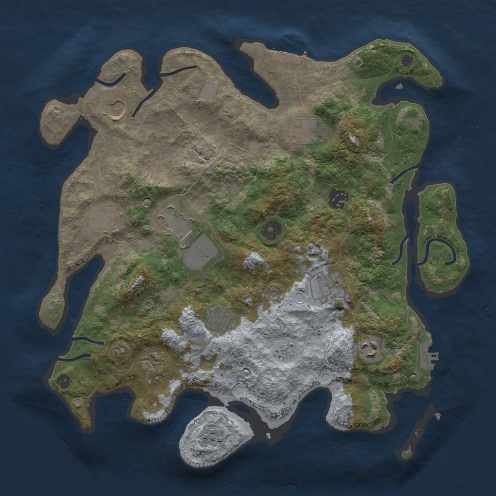 Rust Map: Procedural Map, Size: 3750, Seed: 910316017, 19 Monuments