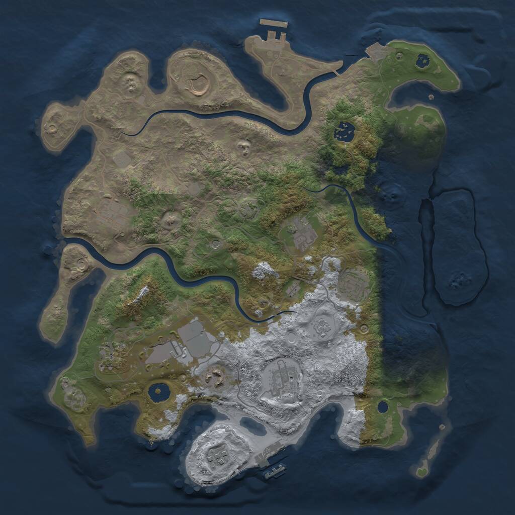 Rust Map: Procedural Map, Size: 3750, Seed: 910316017, 16 Monuments