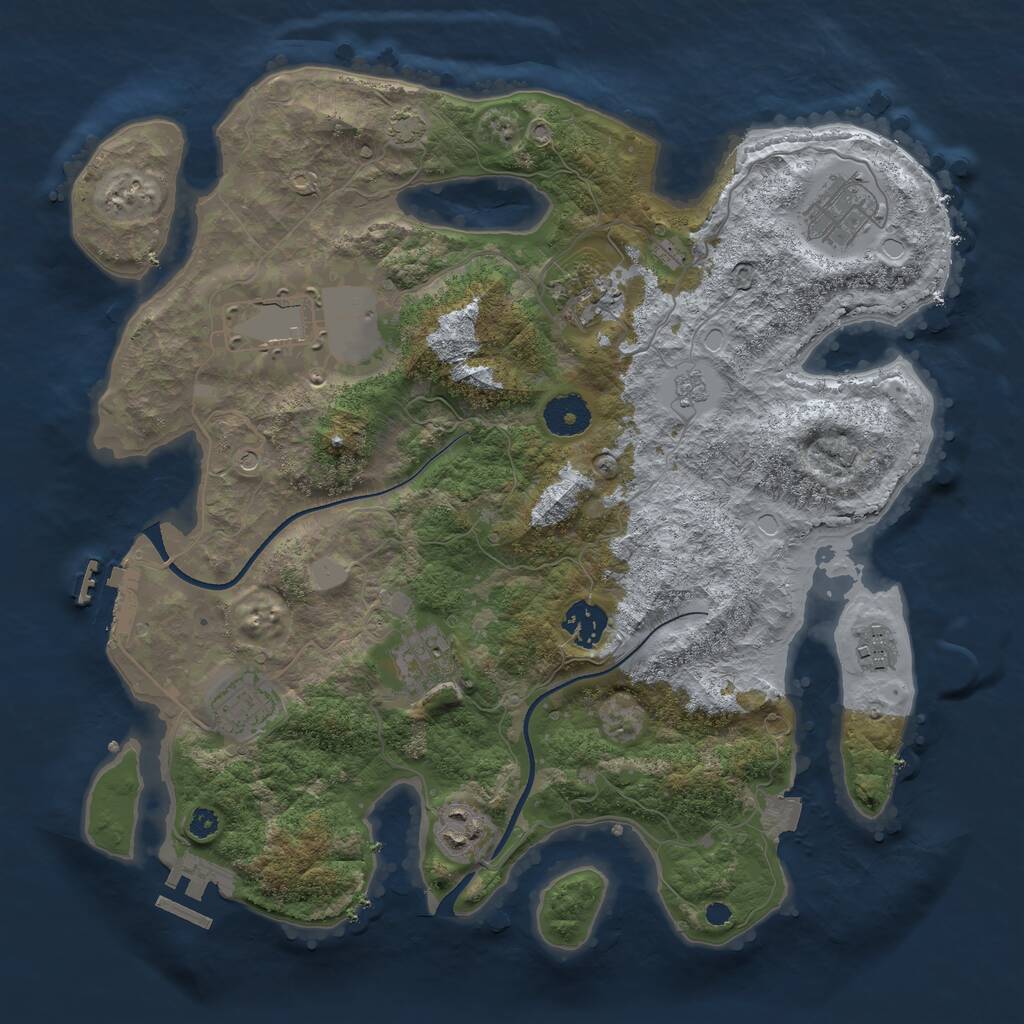 Rust Map: Procedural Map, Size: 3500, Seed: 1846268301, 14 Monuments
