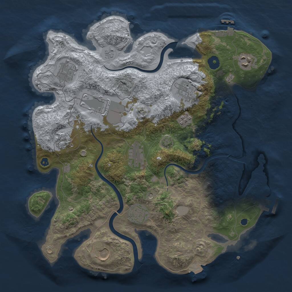 Rust Map: Procedural Map, Size: 3500, Seed: 1609811261, 15 Monuments