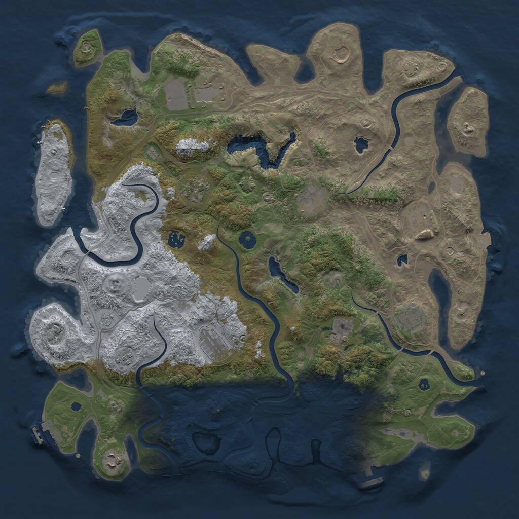 Rust Map: Procedural Map, Size: 4500, Seed: 85243573, 17 Monuments