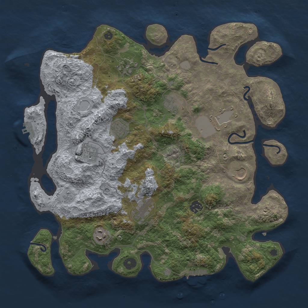 Rust Map: Procedural Map, Size: 3800, Seed: 32477, 18 Monuments