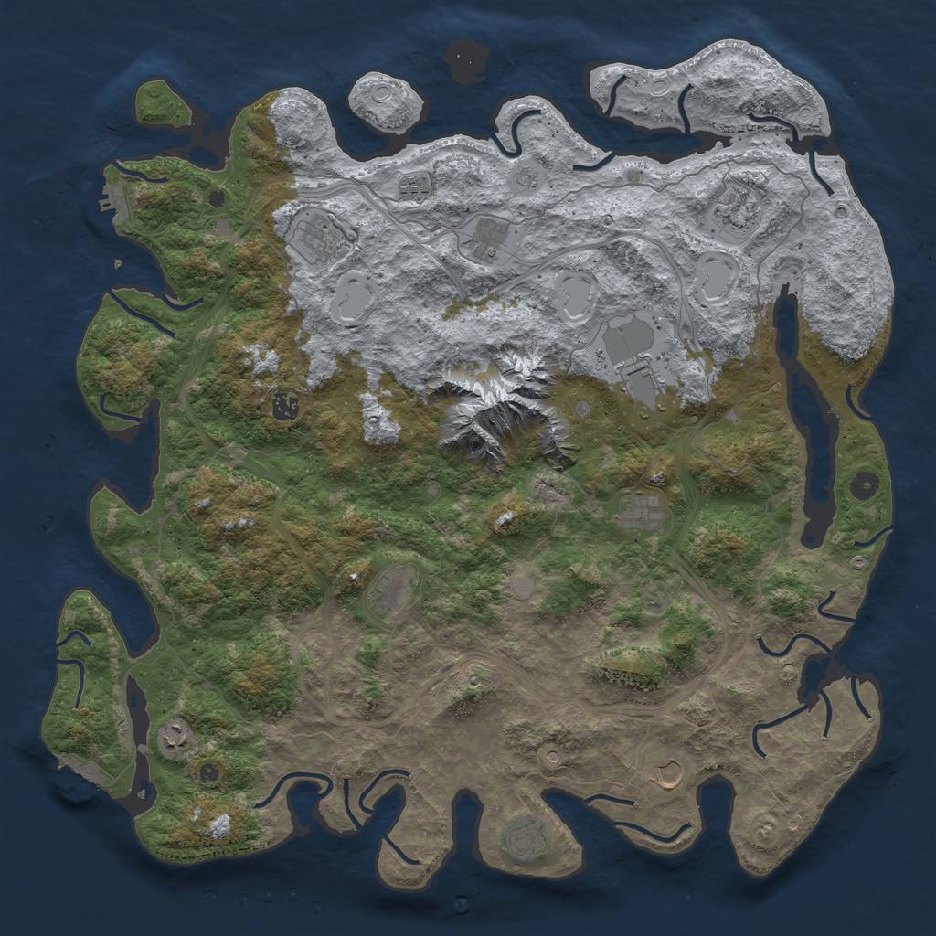 Rust Map: Procedural Map, Size: 5000, Seed: 1186174374, 20 Monuments