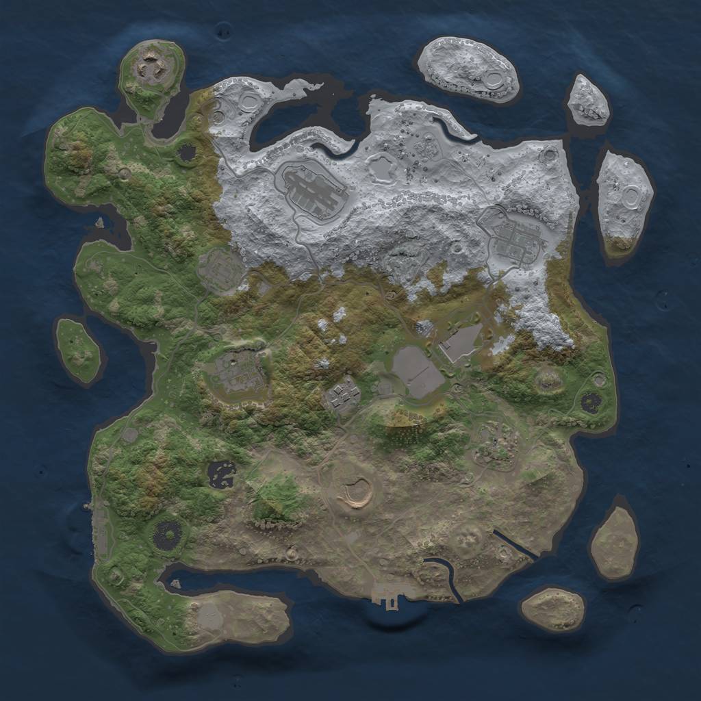 Rust Map: Procedural Map, Size: 3500, Seed: 1645959278, 19 Monuments