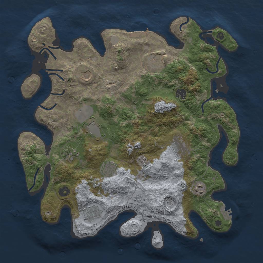Rust Map: Procedural Map, Size: 3700, Seed: 929489655, 19 Monuments