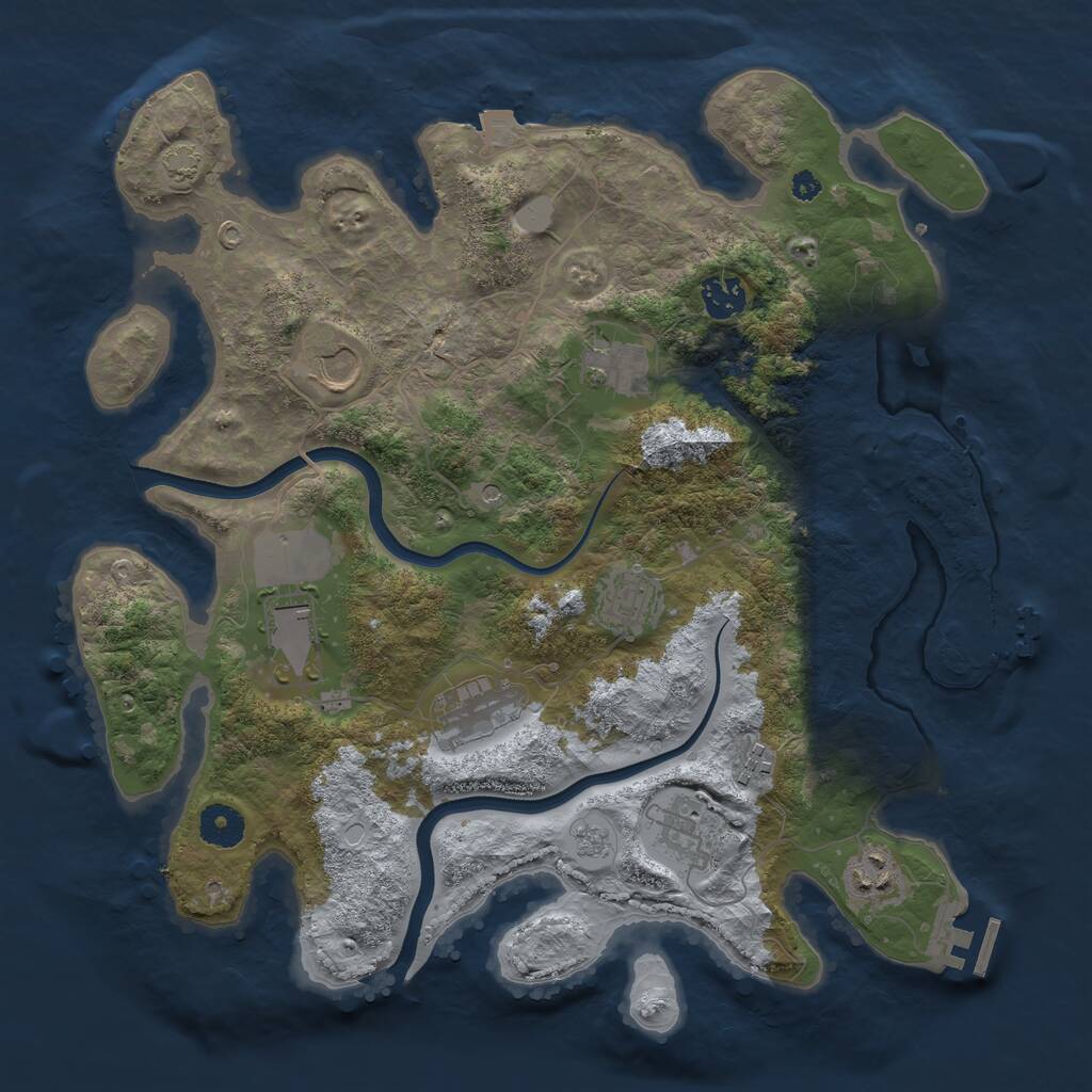 Rust Map: Procedural Map, Size: 3700, Seed: 929489655, 15 Monuments