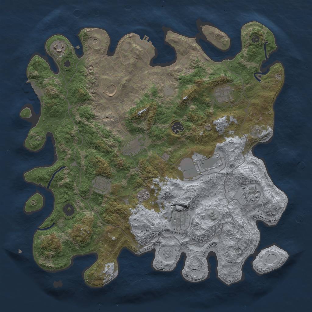 Rust Map: Procedural Map, Size: 4000, Seed: 2023635, 19 Monuments