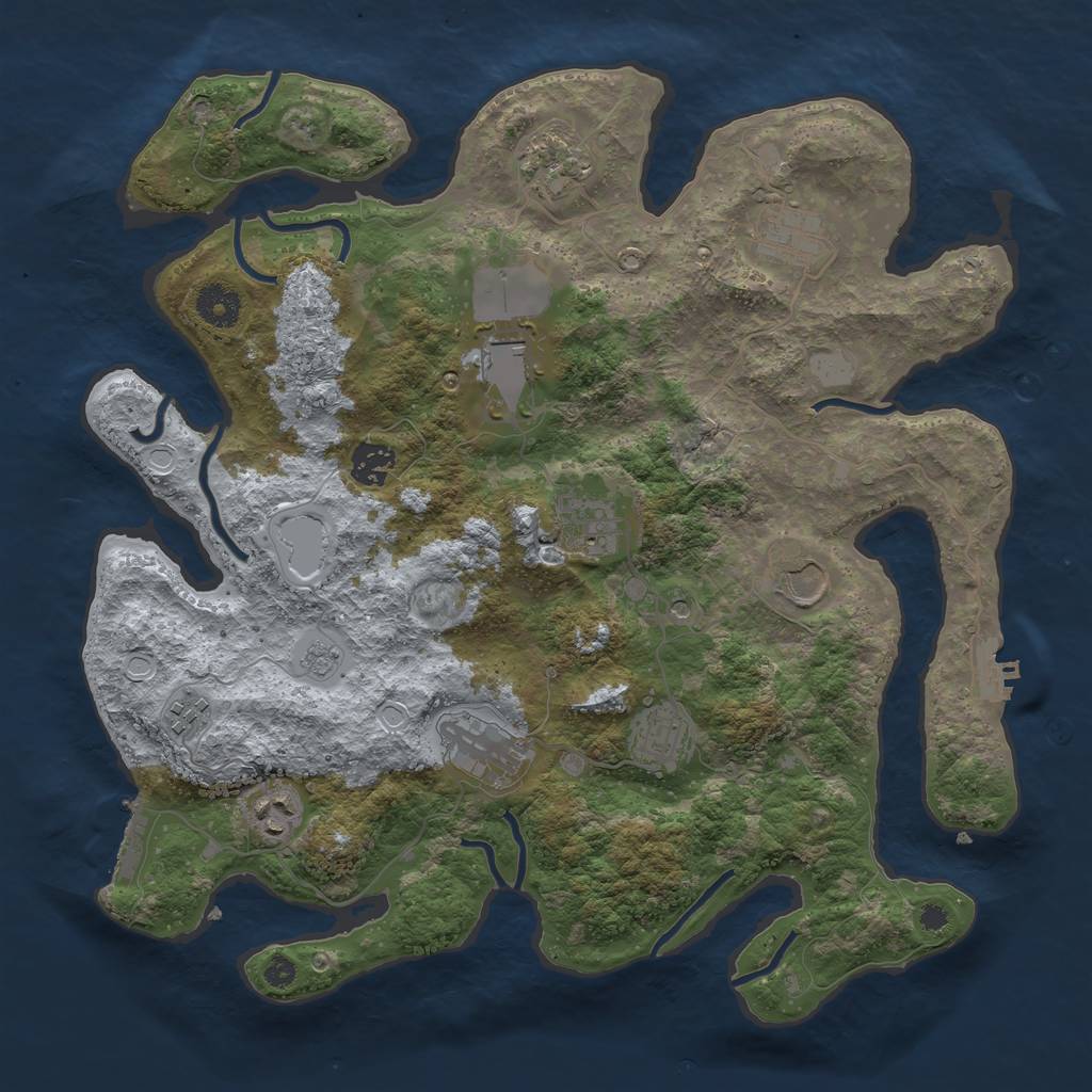 Rust Map: Procedural Map, Size: 3700, Seed: 1459582689, 19 Monuments