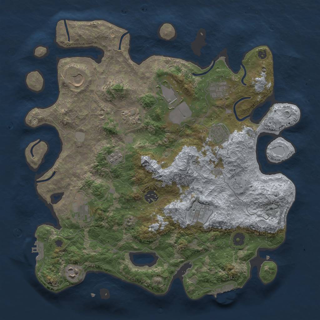 Rust Map: Procedural Map, Size: 3750, Seed: 970152709, 19 Monuments