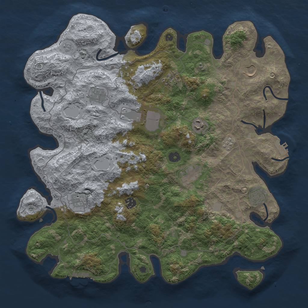 Rust Map: Procedural Map, Size: 4100, Seed: 68974180, 19 Monuments