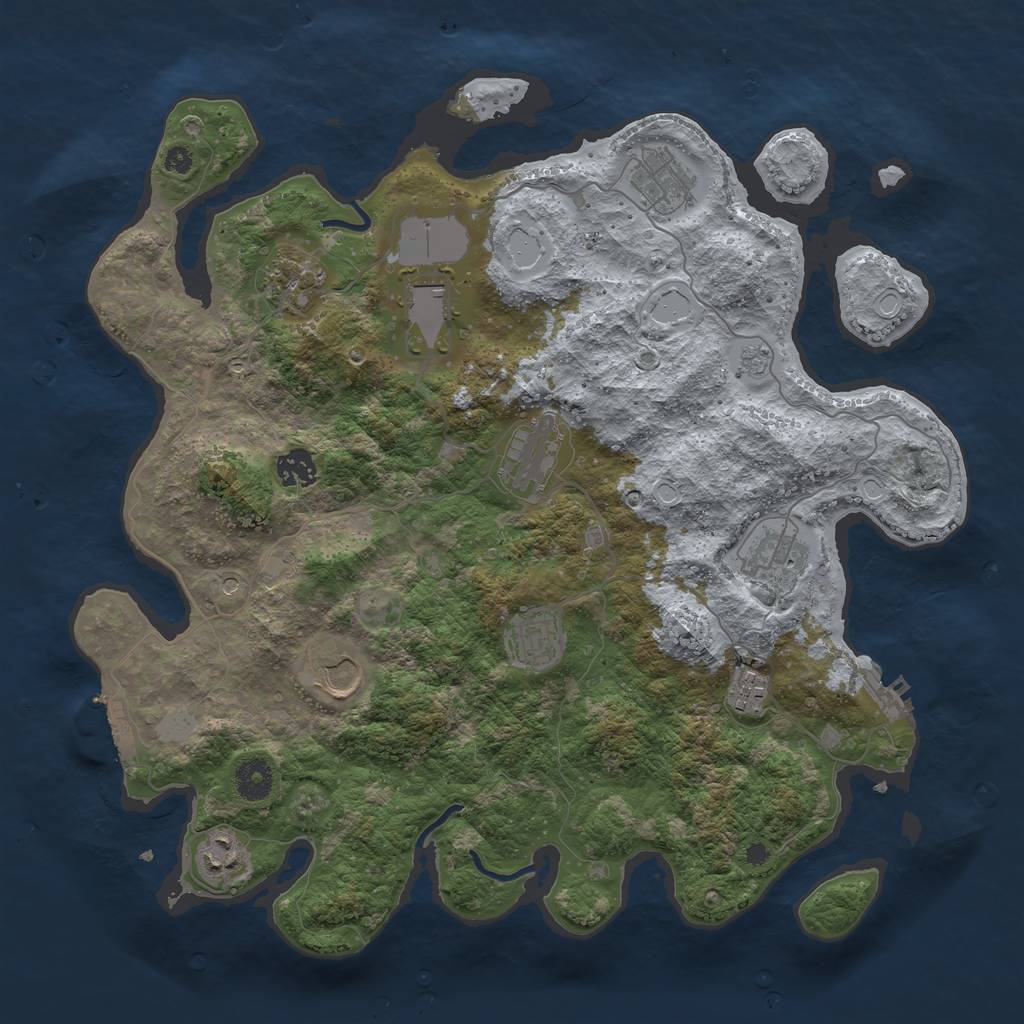 Rust Map: Procedural Map, Size: 3850, Seed: 139349281, 19 Monuments