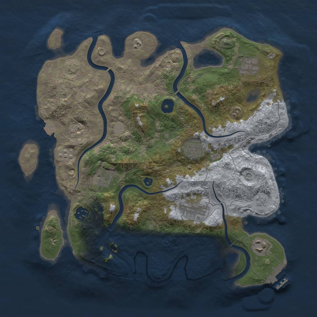 Rust Map: Procedural Map, Size: 3500, Seed: 23462, 12 Monuments