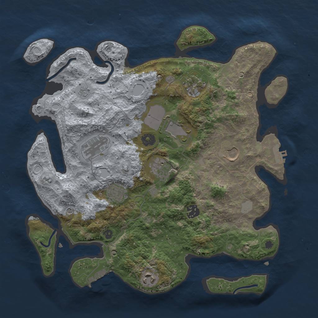 Rust Map: Procedural Map, Size: 3500, Seed: 1692246905, 17 Monuments