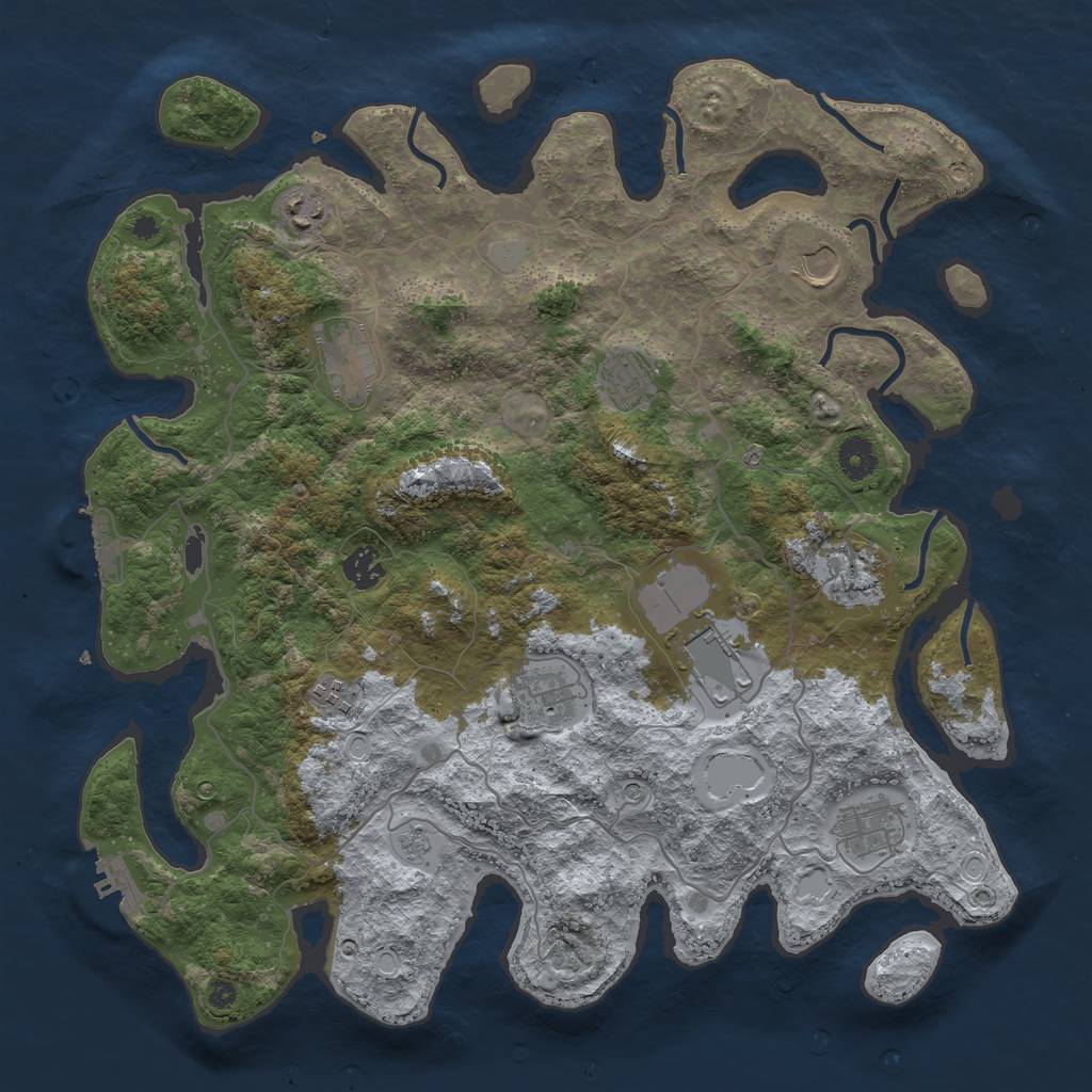 Rust Map: Procedural Map, Size: 4000, Seed: 7258109, 19 Monuments