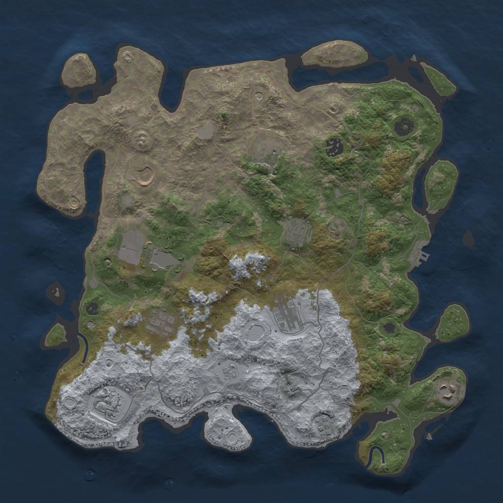 Rust Map: Procedural Map, Size: 4000, Seed: 845240937, 18 Monuments