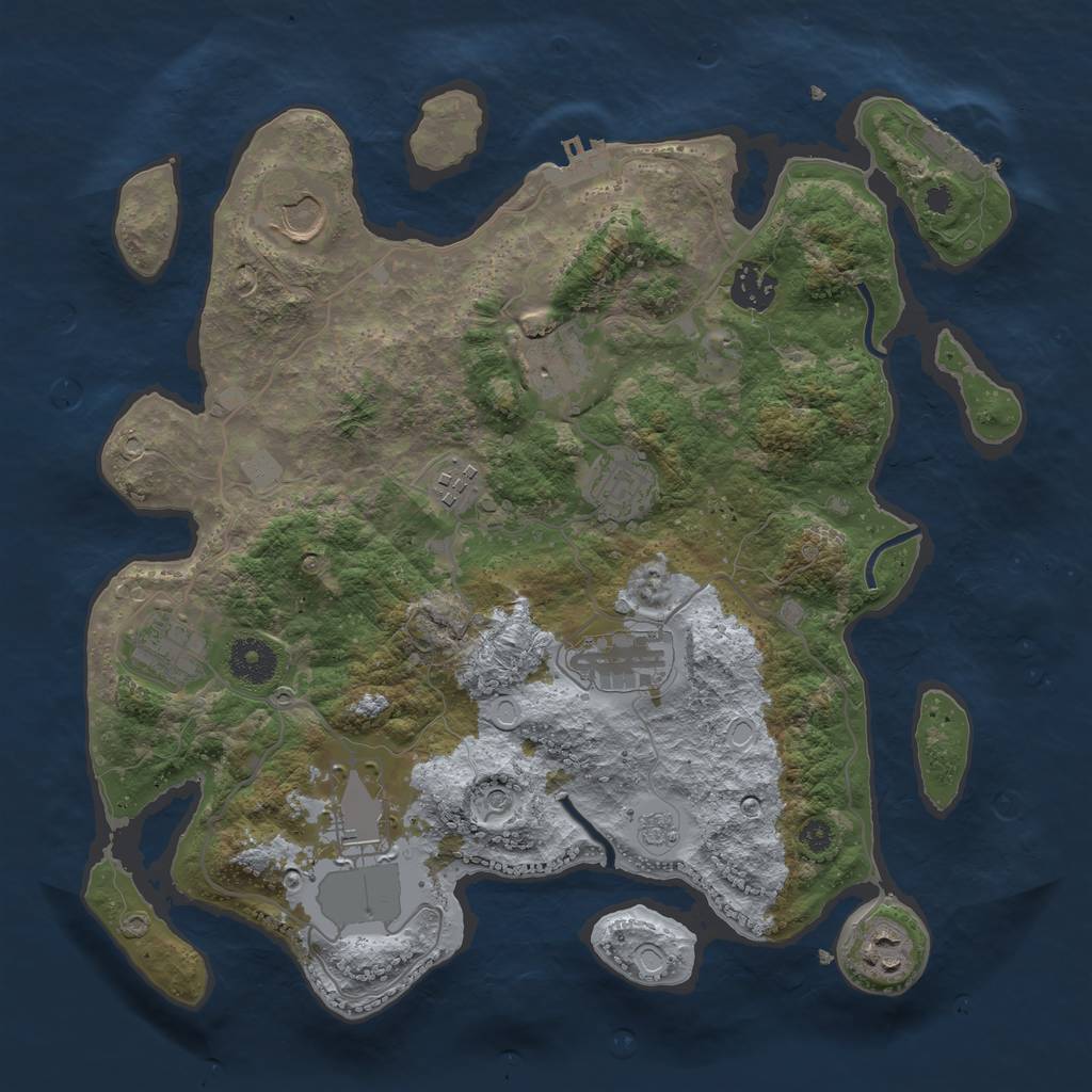 Rust Map: Procedural Map, Size: 3500, Seed: 992470365, 18 Monuments