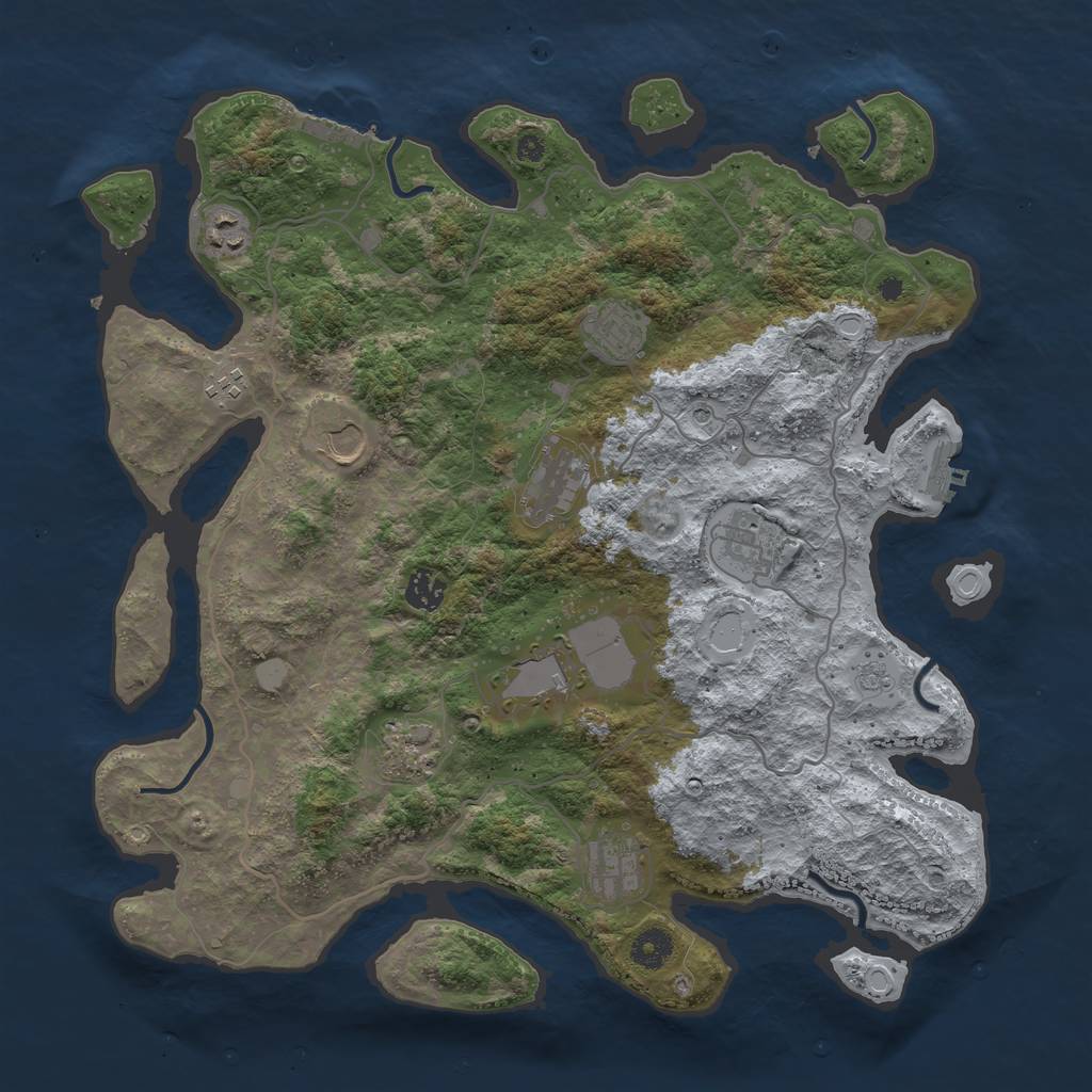 Rust Map: Procedural Map, Size: 4000, Seed: 1866091474, 19 Monuments