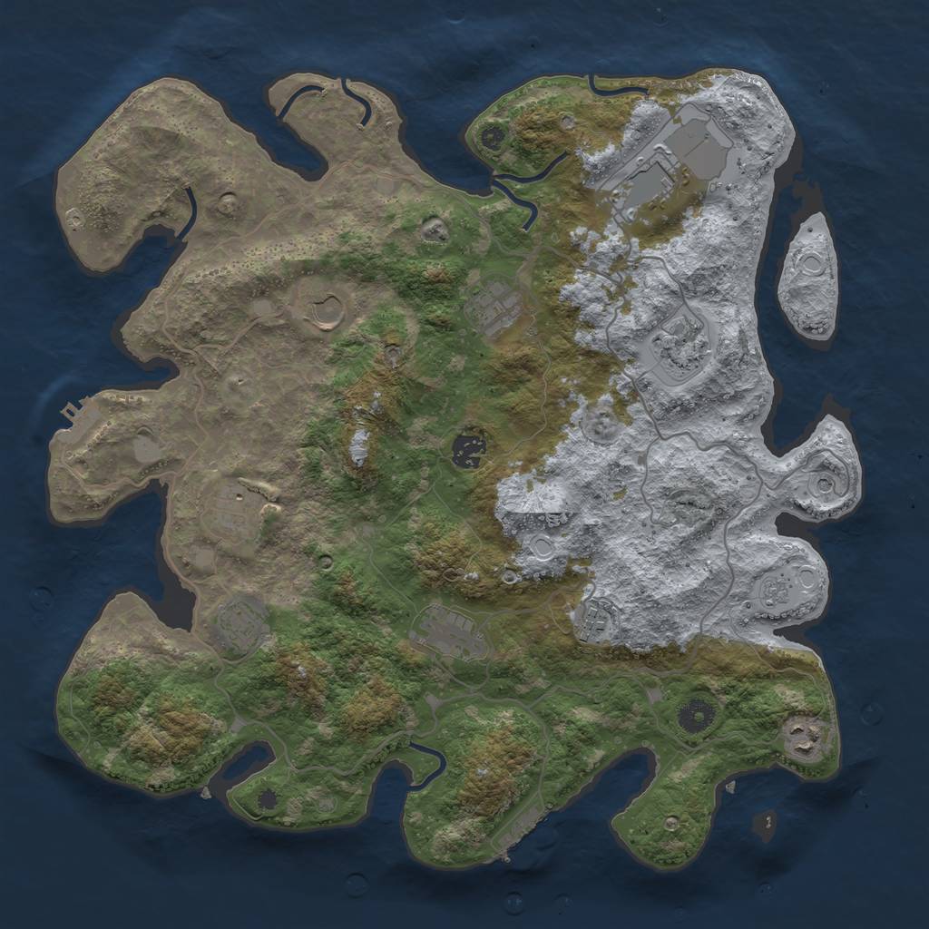 Rust Map: Procedural Map, Size: 4000, Seed: 950874028, 19 Monuments