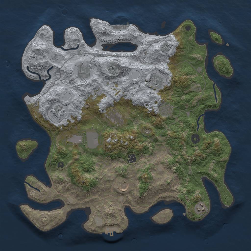 Rust Map: Procedural Map, Size: 4000, Seed: 926301201, 19 Monuments
