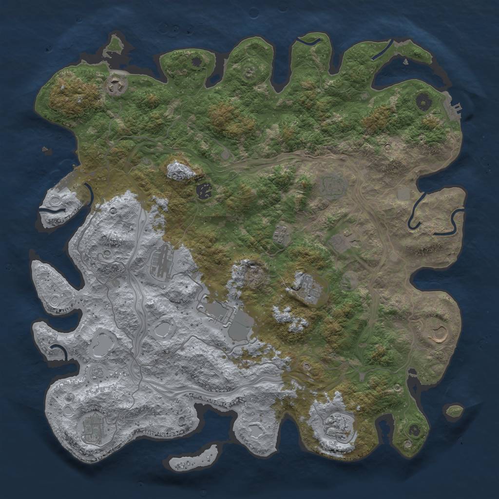 Rust Map: Procedural Map, Size: 4500, Seed: 1073588949, 20 Monuments