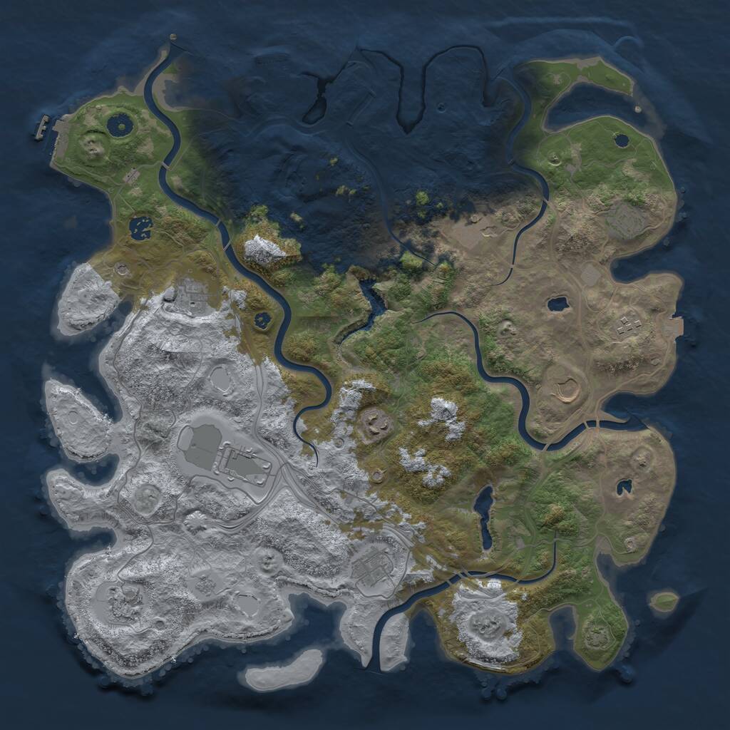 Rust Map: Procedural Map, Size: 4500, Seed: 1073588949, 16 Monuments
