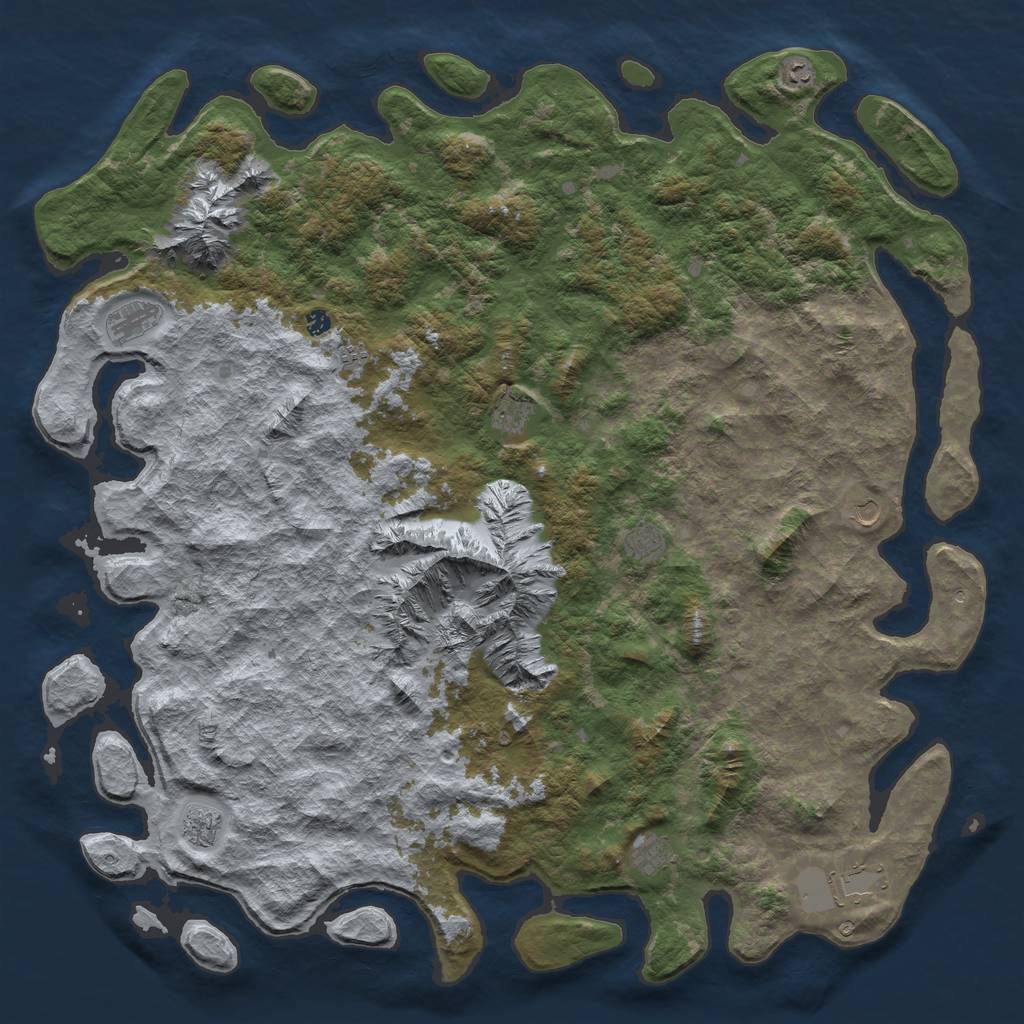 Rust Map: Barren, Size: 6000, Seed: 7522654, 13 Monuments