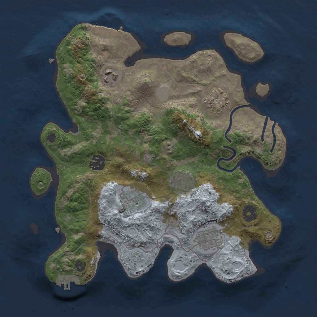Rust Map: Procedural Map, Size: 3000, Seed: 28621, 14 Monuments